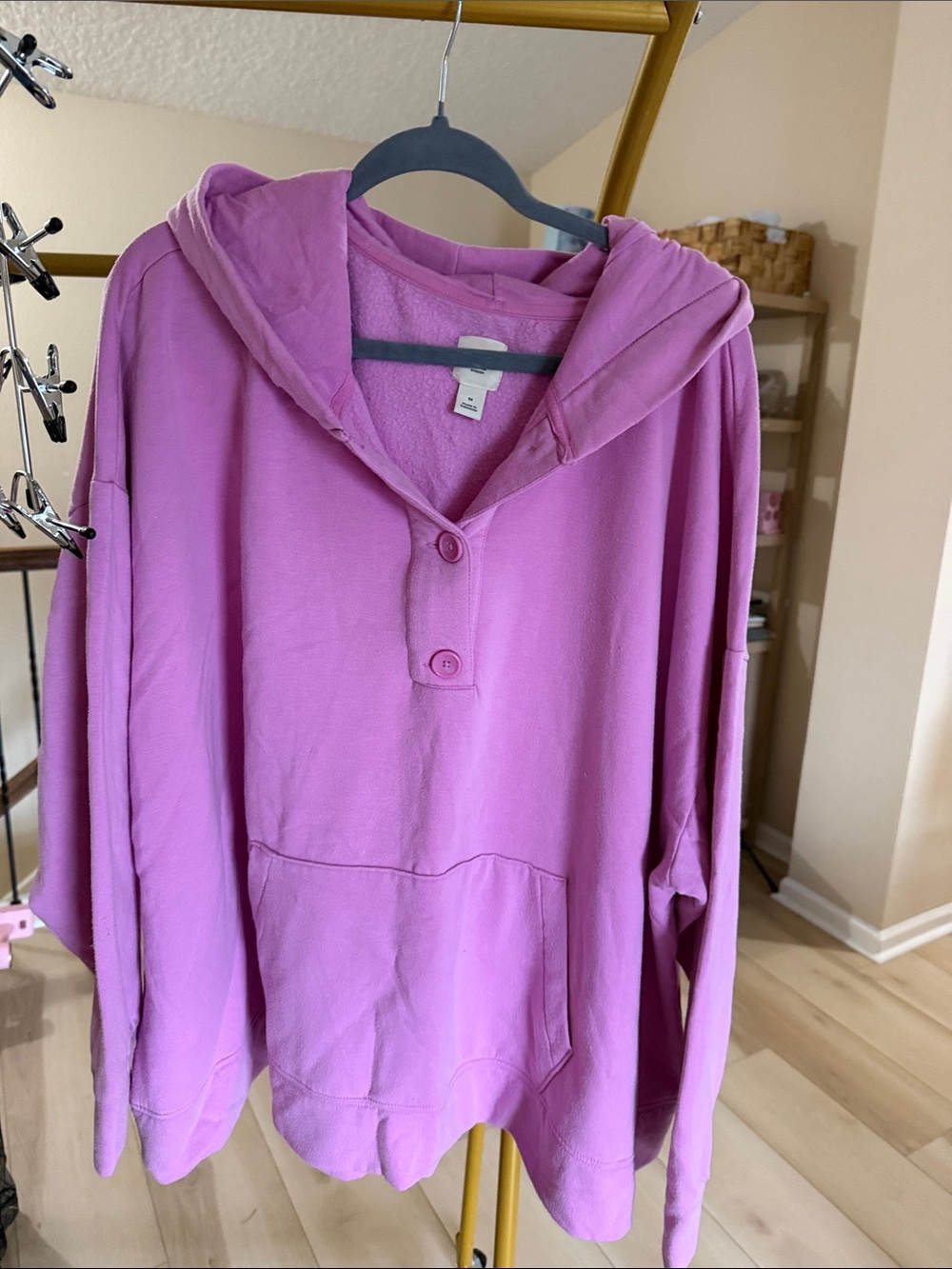 Cozy Hooded Pullover Sweatshirt - Pink/purple